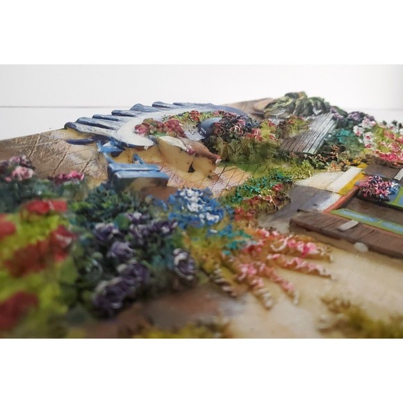 Vintage Hand Painted 3D Wall Hang Sculpture Parisian Garden Resin 8.75" x 6.75" - Picture 5 of 12